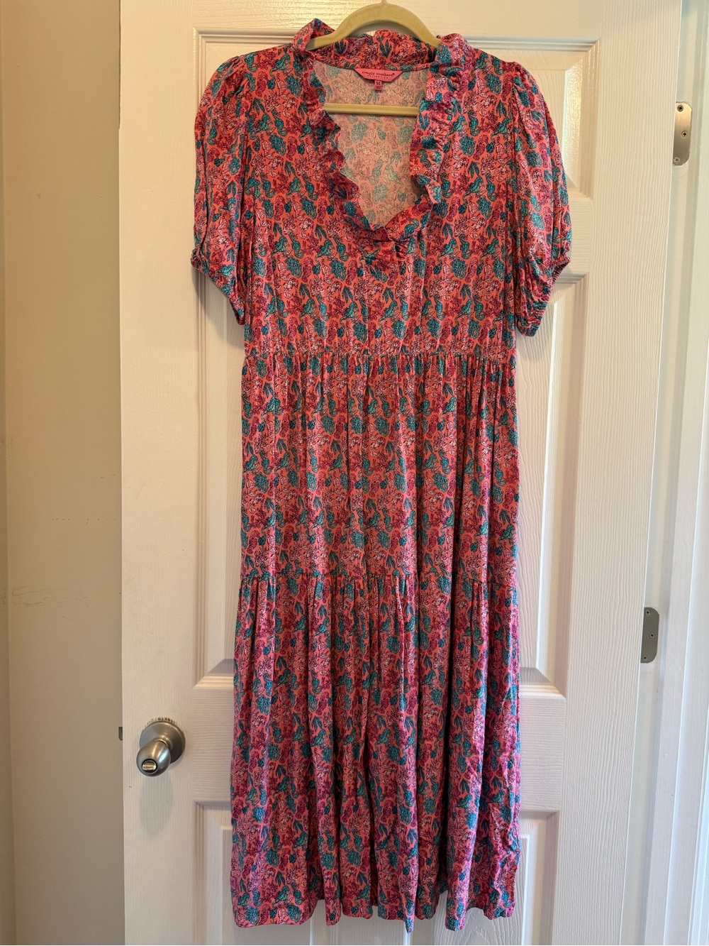 Simply Southern Floral Print Maxi Dress Pink & Blue Size Medium